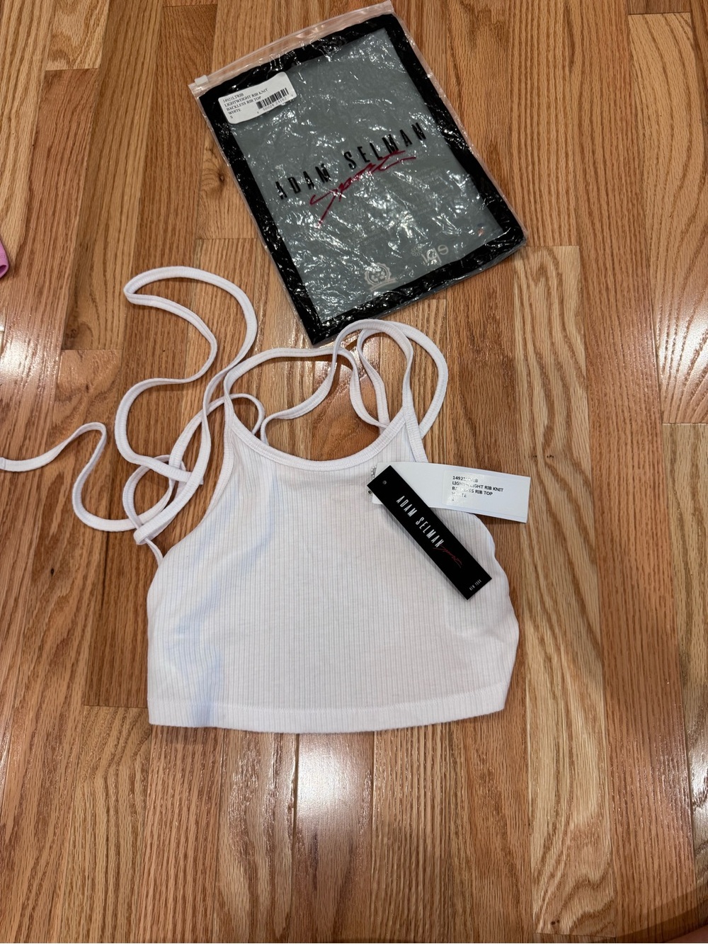 Urban Selvam White Ribbed Strappy Crop Tank
